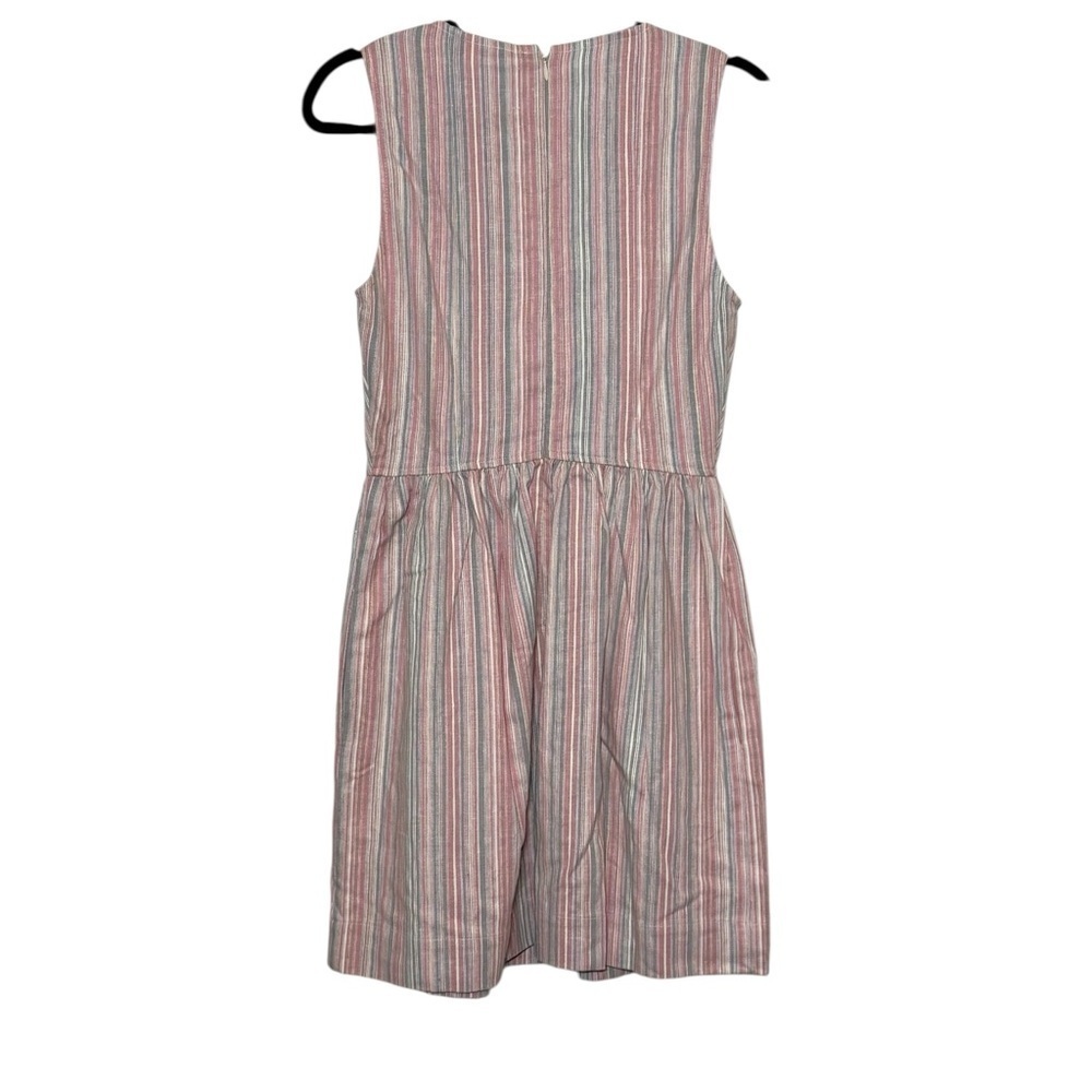 Reformation Dress Size 6 Pink Gray Striped Linen Sleeveless - Picture 9 of 10